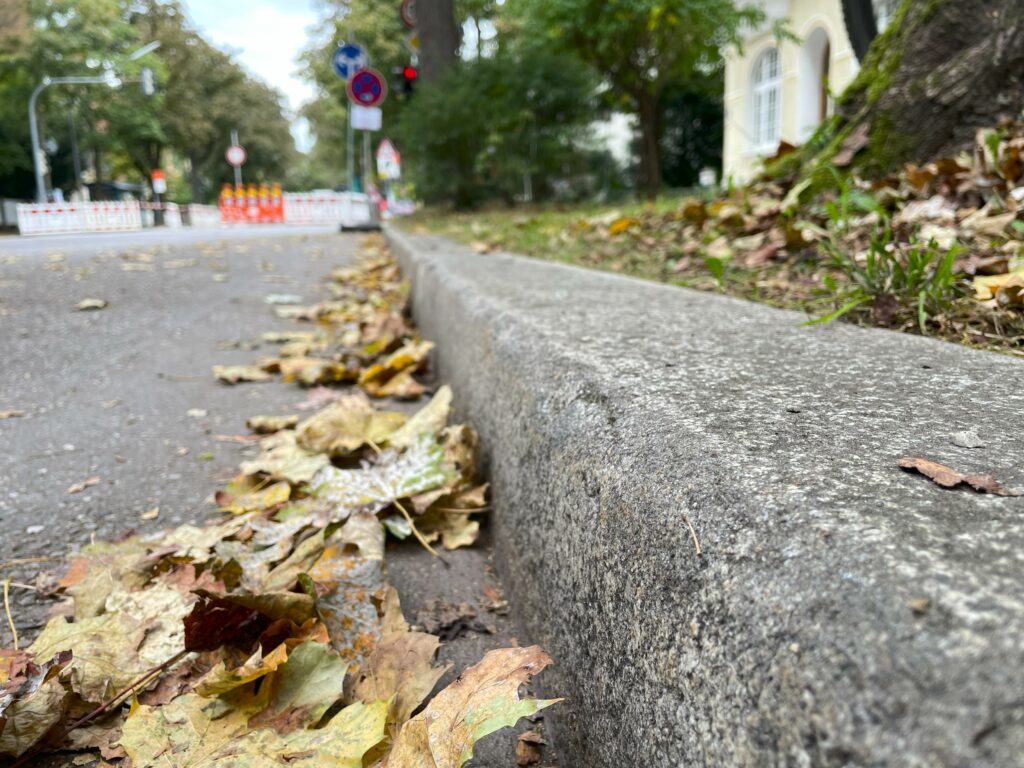 A close-up shot of a granite kerb.